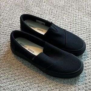 TOMS Classic Black Canvas Slip-Ons